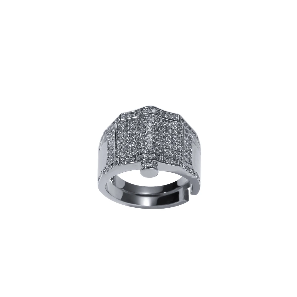 Uwin геометрический CZ кольца микро проложили регулируемый Полный Bling Iced Out кубический циркон Роскошные модные ювелирные изделия Хип-хоп подарок