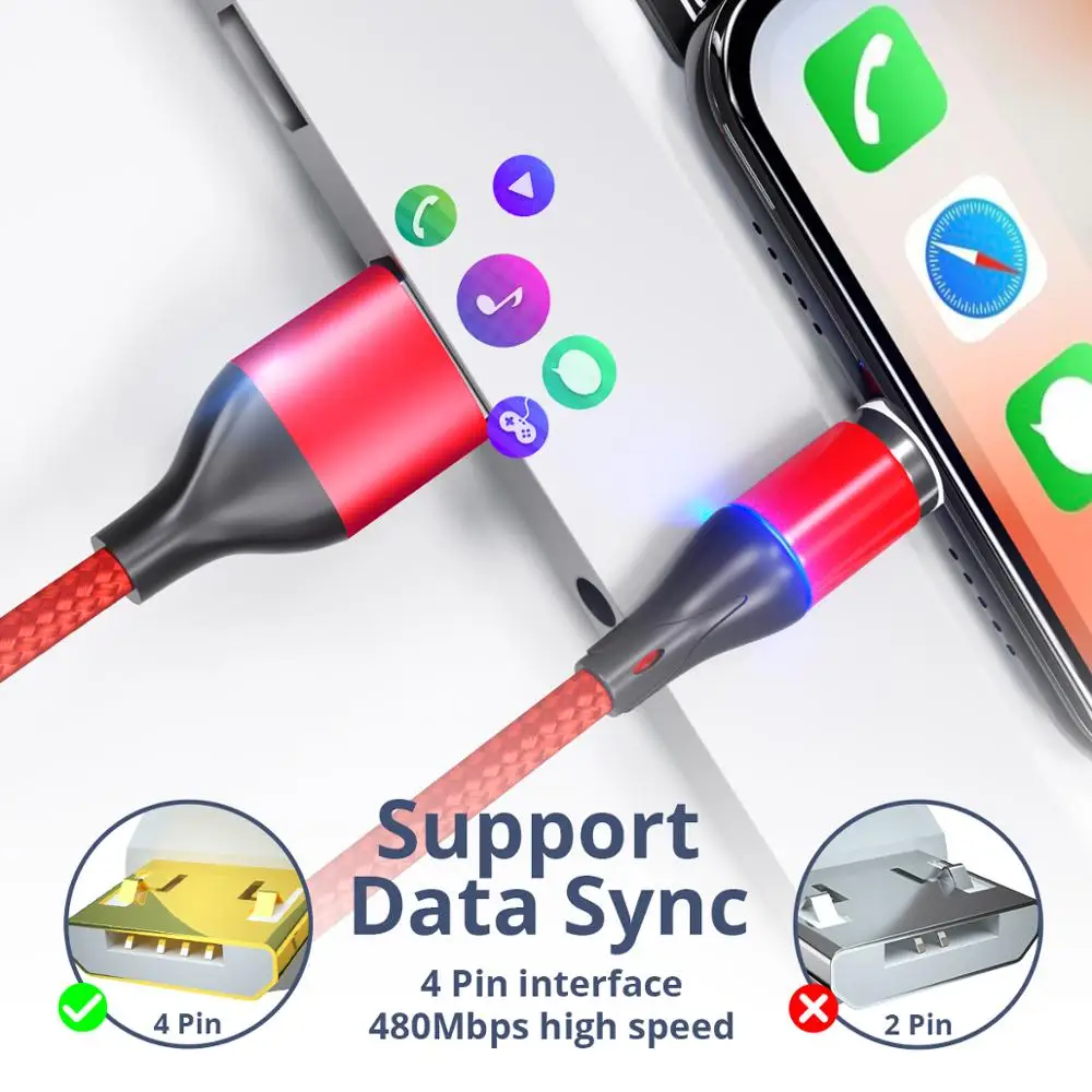 Магнитный кабель anmon Type C кабели Micro USB для Android быстрое зарядное устройство