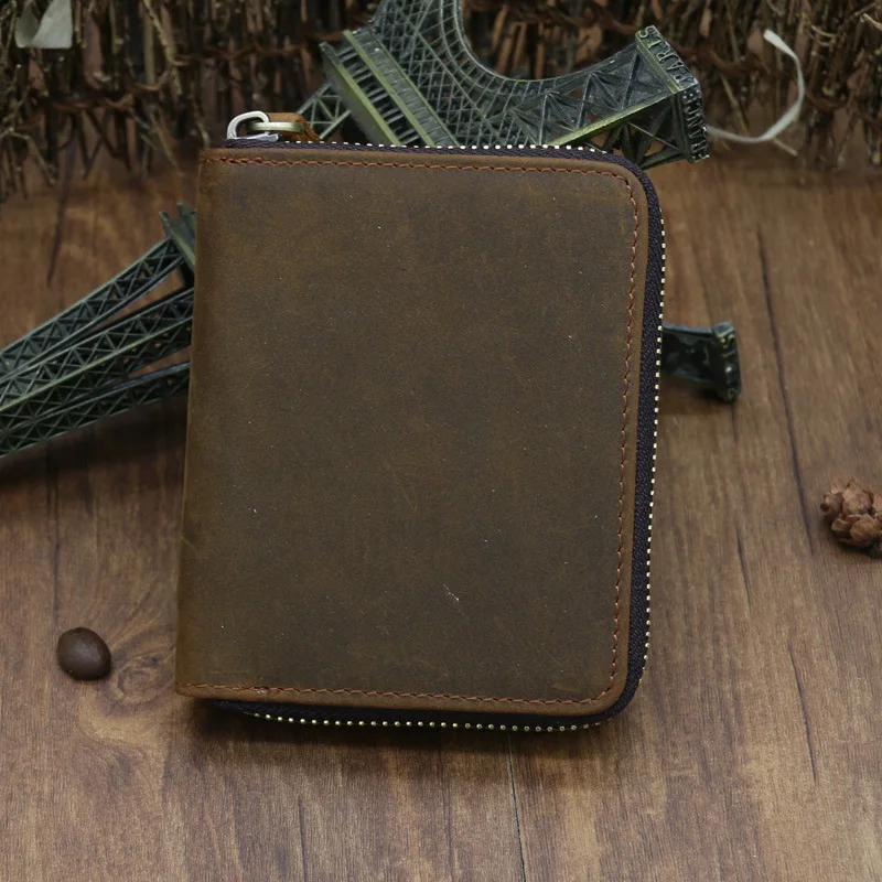 2018 Luxury Real Cow Genuine Leather Men's Retro Fashion Zipper Wallet Cowhide High Capacity Vintage Business Pocket Purse | Багаж и