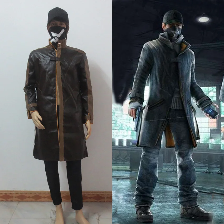 Watch Dogs Aiden Pearce Cosplay Costume Coat+pants+hat+mask