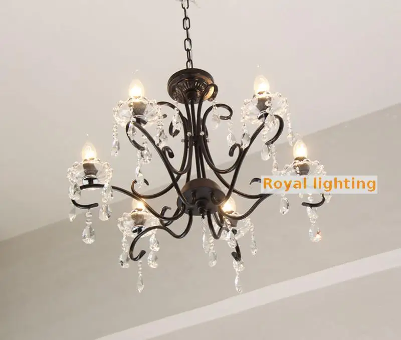 Черная Железная ретро Люстра для бара и кафе светодиодная люстра 6 E14/E12