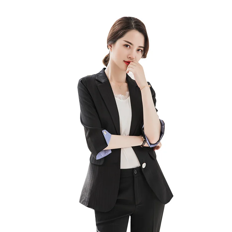 Новый женский черный костюм с рукавами повседневный однотонный длинный на одной