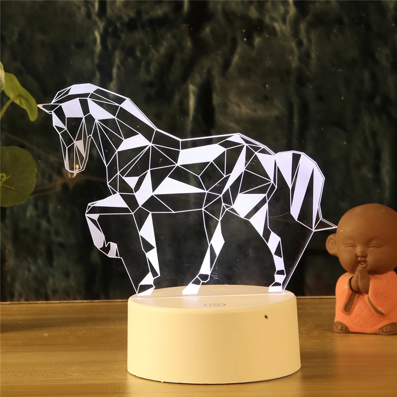 Ночник с 3d подсветкой Sky Horse настольная лампа сенсорным светодиодным индикатором