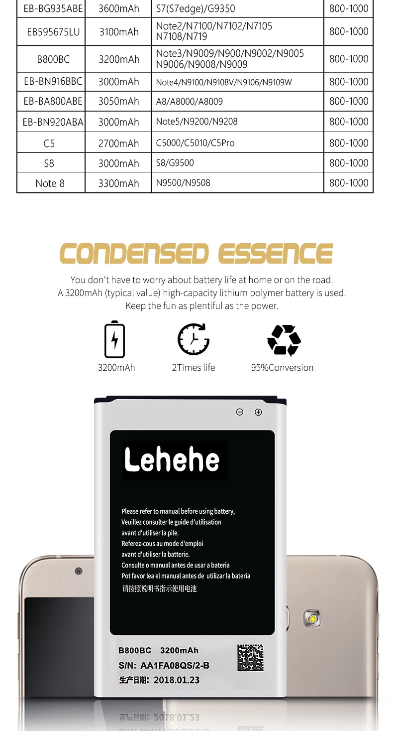 LEHEHE EB-BG955ABE аккумулятор для samsung Galaxy S8 Plus G955 G955F G955A G955T G955S G955P 3500 мАч с инструментами подарки