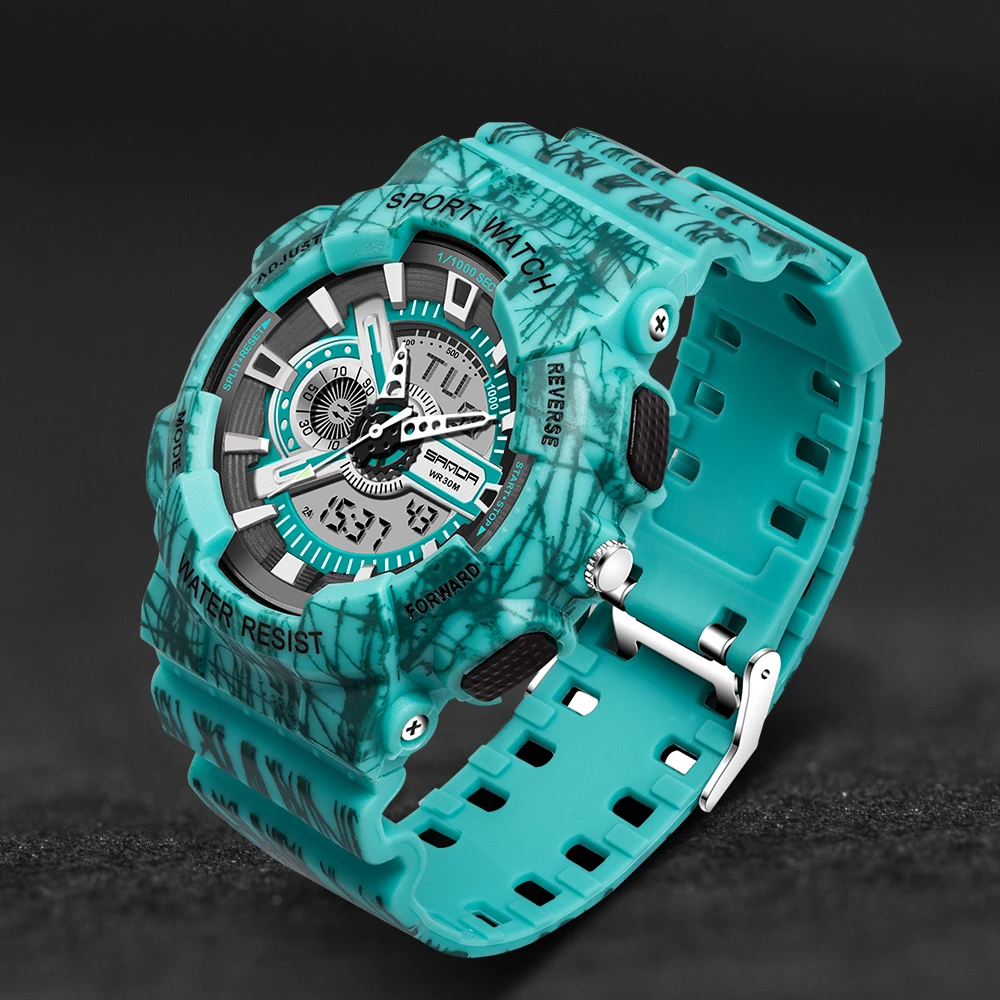 SANDA G Style мужские спортивные часы хронограф военные цифровые наручные камуфляжные