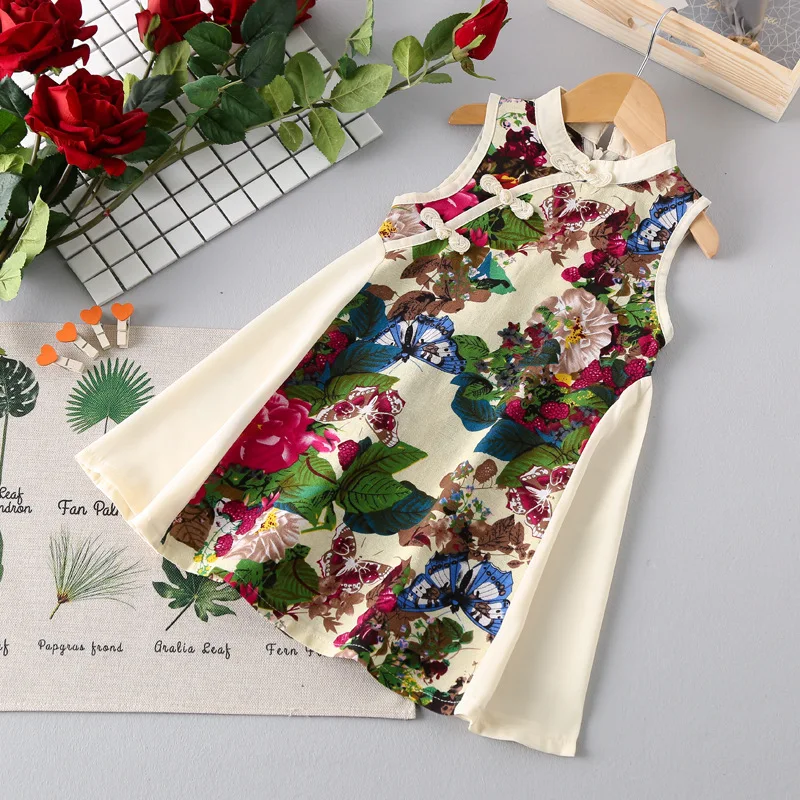 Платье Чонсам для девочек 2019 летнее платье в стиле ретро маленьких от 2 до 6 лет |