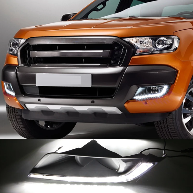 Hlxg 2шт Автомобильный светодиодный дневный ходовой светильник DRL для Ford Ranger 2015 2016