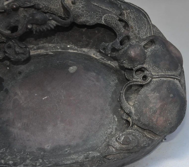 14 &quotСтарый Китай камень Дракон играть шарик Тыква Статуя чернил-камень чернил