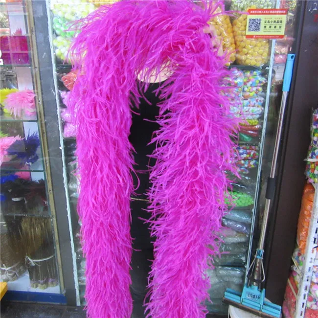 Rose red 4 метра 6 слоев качества розовый натуральный страусовый перо боа/отделка для вечерние/костюм/шаль/ремесло страуса перо доступны - Цвет: Rose red
