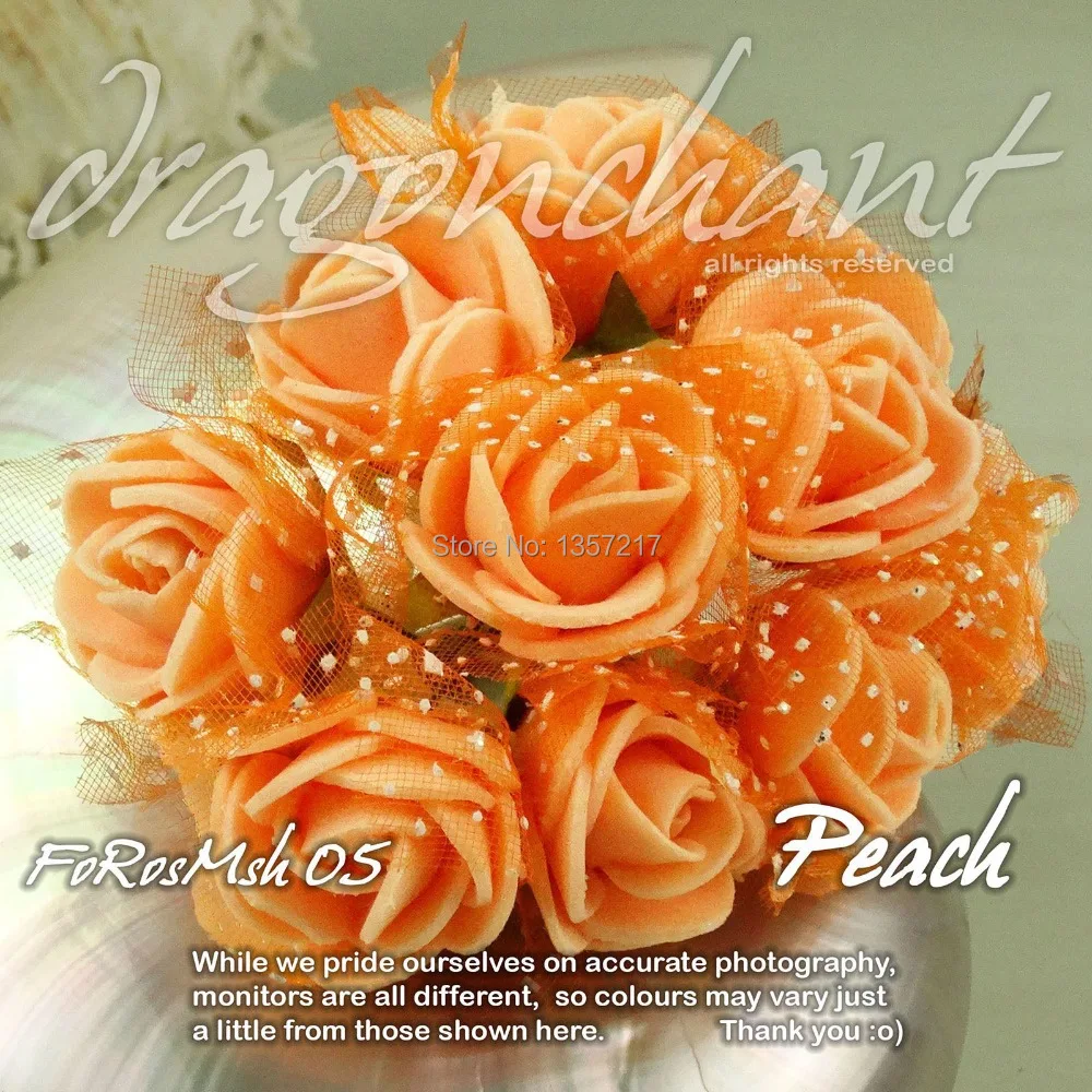 

New Design 2-2.5cm 72pcs/lot Head Multicolor Foam Mini Flower Bouquet With Organza Solid Color Artificial Rose Flowers 72pcs/lot