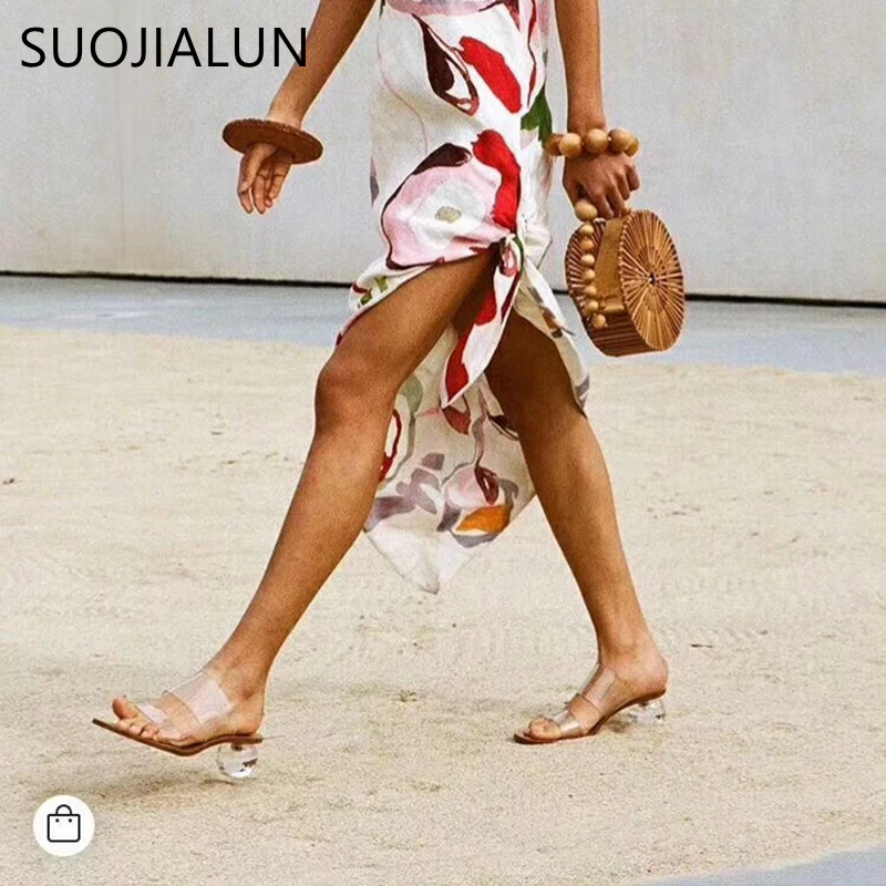 SUOJIALUN 2020 новые Брендовые женские тапочки летние геометрические пляжные