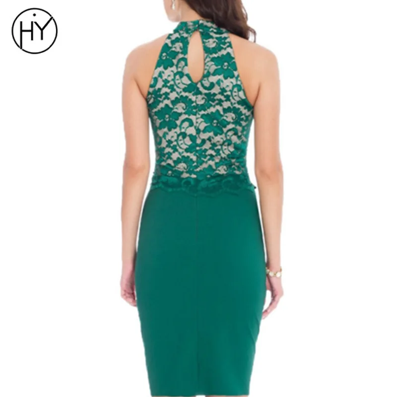 Women Bandage Dress Black Lace Office Lady Patchwork Sleeveless Summer Party Dresses 2018 New Arrival | Женская одежда