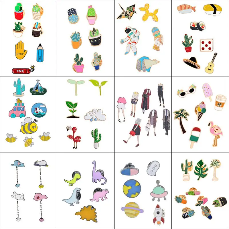 Urijk капли масла Броши мультфильм Металлические Значки на рюкзаке Kawaii Pin животное