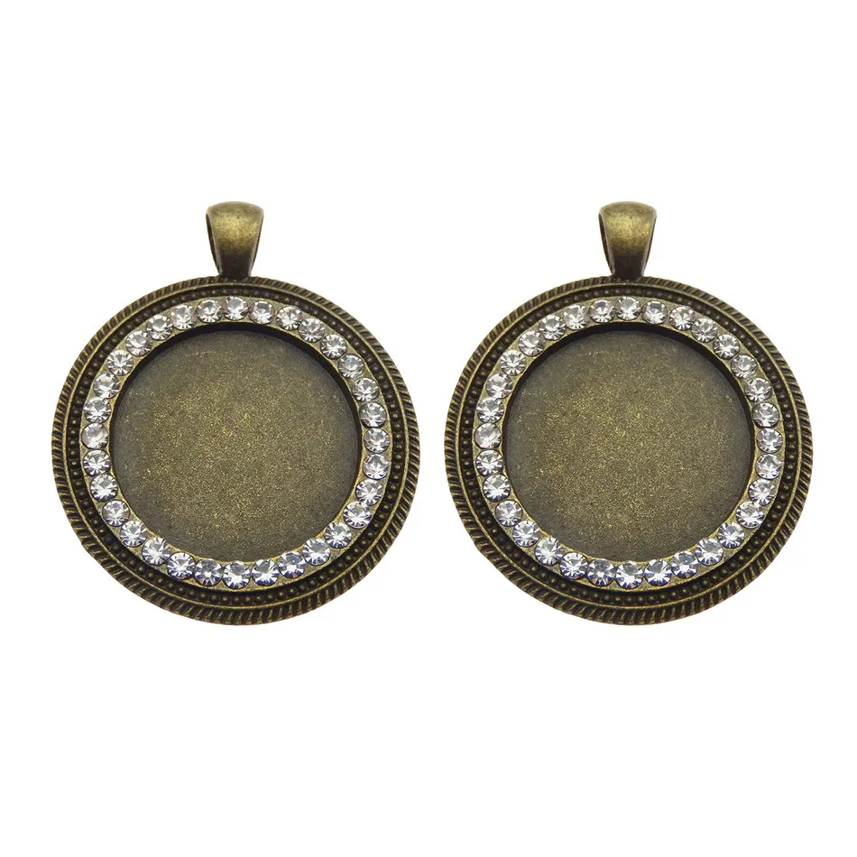 

25mm Inner Size Circular Rhinestone Necklace Pendant Cameo Cabochon Base Base Tray Bezel Blank Settings Diy Handmade Findings