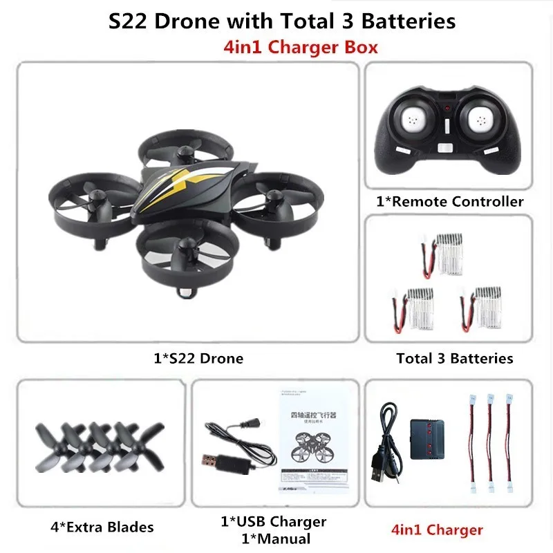 B4 Mini Drone RC Helicopter Remote Control Quadcopter 2.4GHz 6-Axis Gyro Headless Mode Quadrocopter Drones Toys for Children - Цвет: B4