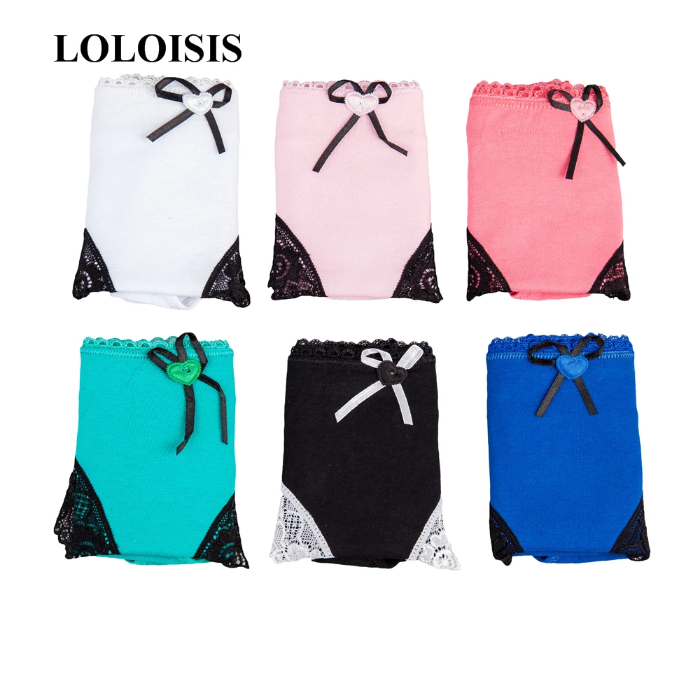 LOLOISIS (6 pcs /lot) Underwear Women Cotton Panties Sexy lace Ladies Briefs Intimates Lingerie for SIZE:M L XL |
