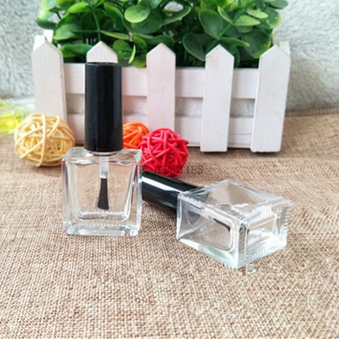 

200Pcs/Lot 10ml Nail Polish Bottle, Square Glass Bottle with Brush, Empty Nail Enamel Vial, Manicure oil packing Bottle
