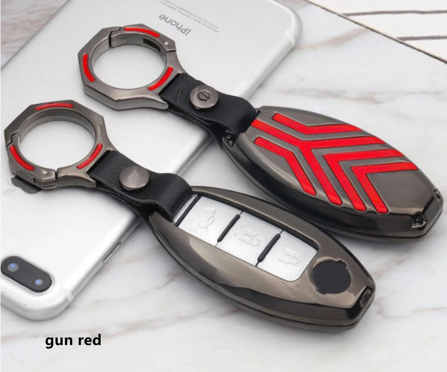 gun red Автомобильный ключ чехол держатель для Nissan Versa Maxima Altima Rogue Armada Sentra X-Trail Tidda Livida X-Trail Infiniti FX35 QX50 аксессуары - Название цвета: gun red