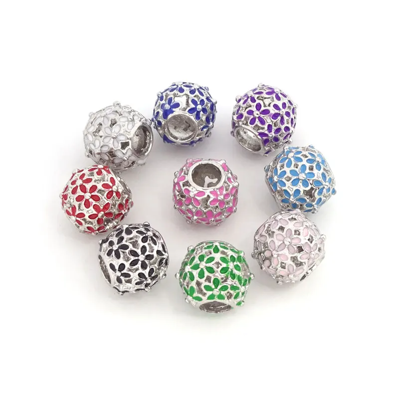 25 шт. металлические цветы Бисер для женщин 12 мм подвески с большим отверстием