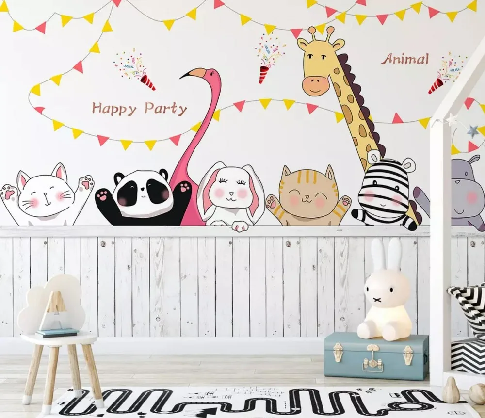 

[Self-Adhesive] 3D Cartoon Animal Party Children Room 22 Wall Paper mural Wall Print Decal Wall Murals