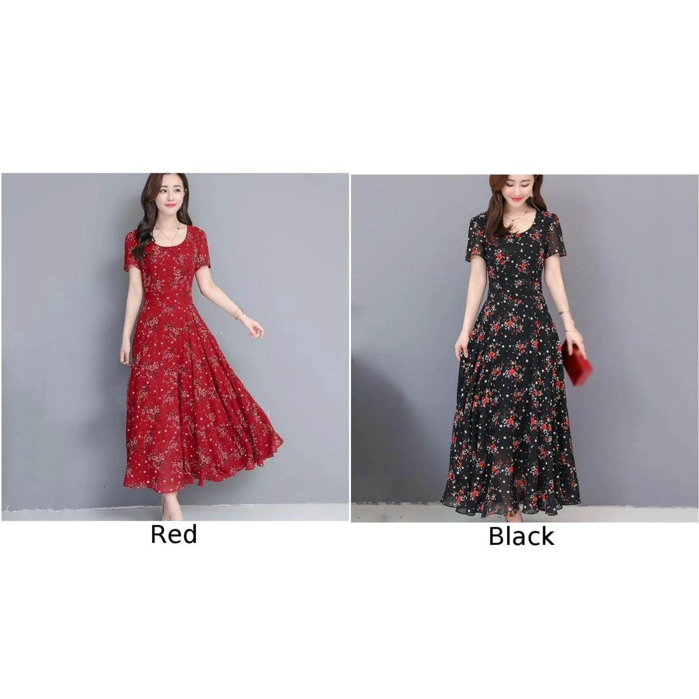 Женское платье с круглым вырезом и коротким рукавом высокой талией повседневное