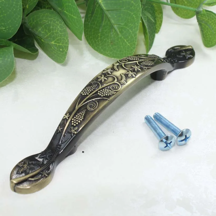 

76mm tracery drawer handle pull antique brass kitchen cabinet dresser pull 3" bronze cupboard furniture handles pull knob TS348