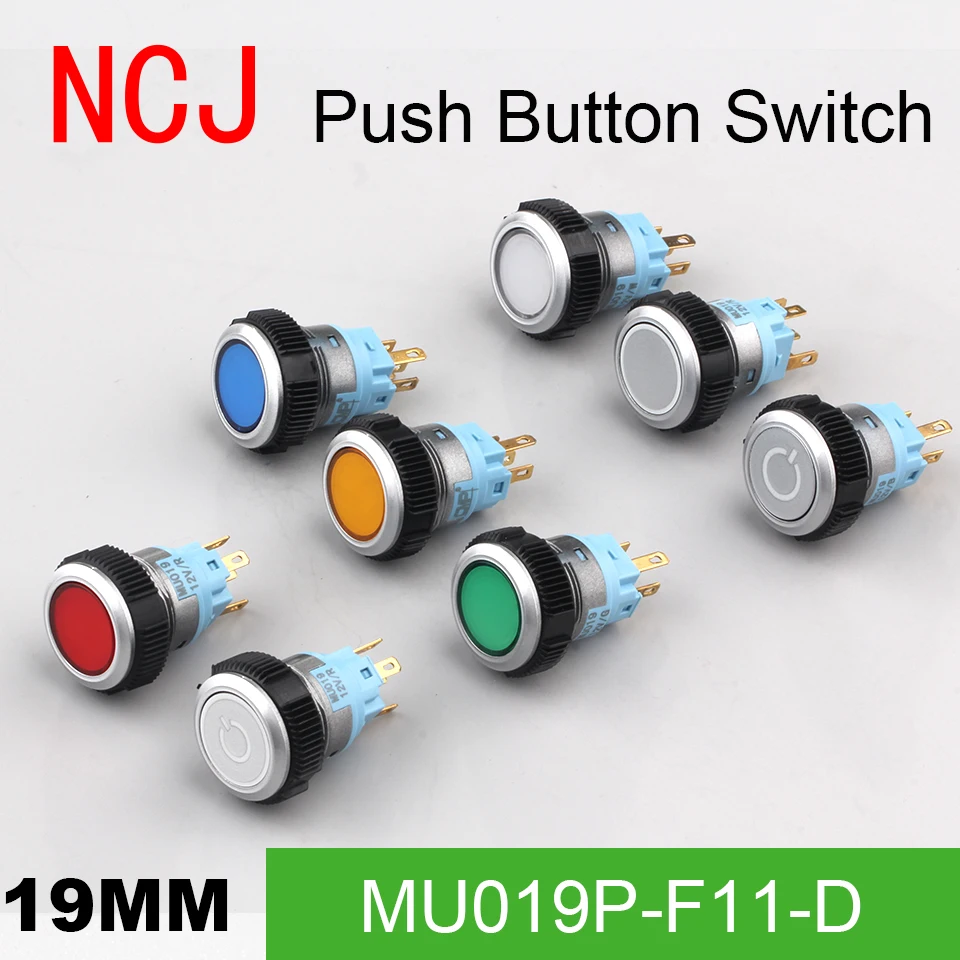 NCJ 19 мм PC кнопочный переключатель IP67 поддерживаемый Попеременный и Мгновенный со