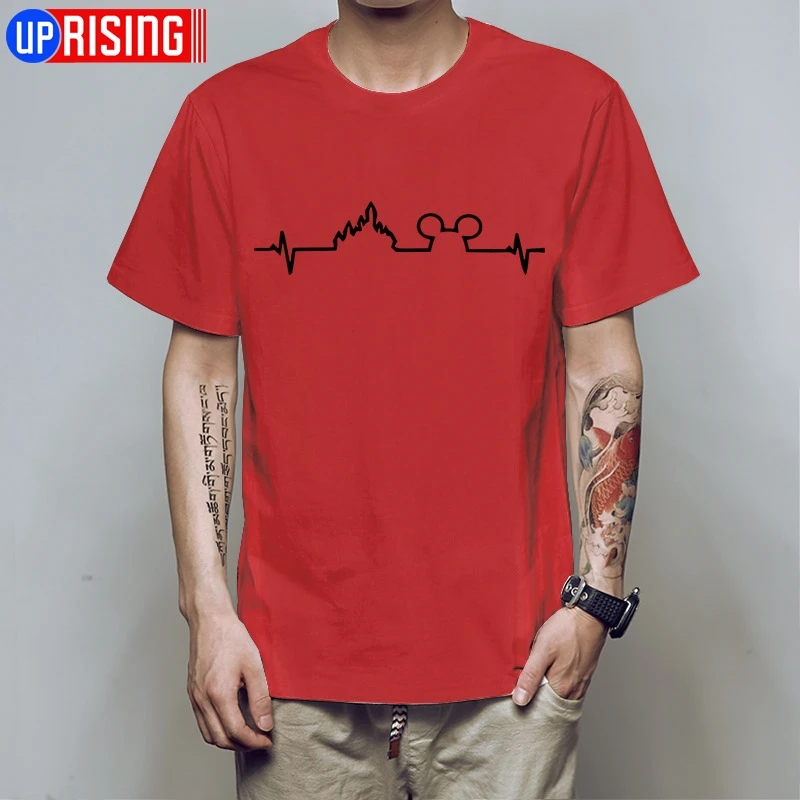 red black Летняя футболка для мужчин Микки Маус сердце любовь one love День Святого Валентина забавная футболка с короткими рукавами футболка мужская футболка HB77 - Цвет: red black
