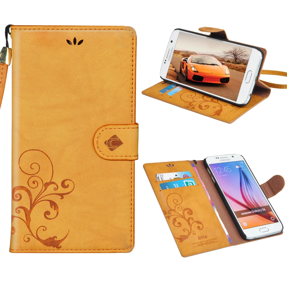 Retro Flower Pattern Capa Phone Cases For Samsung Galaxy 2017 NOTE4 NOTE5.S5.S6. S6 EDGE Flip Book Leather Card Wallet Stand | Мобильные