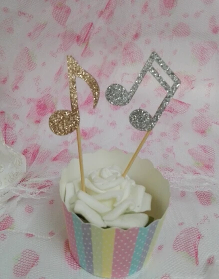 

Музыкальные ноты, блестящие топперы для кексов, Детская Свадебная вечеринка, день рождения, подарки, еда, зубочистки, музыкальная Свадебная кайма