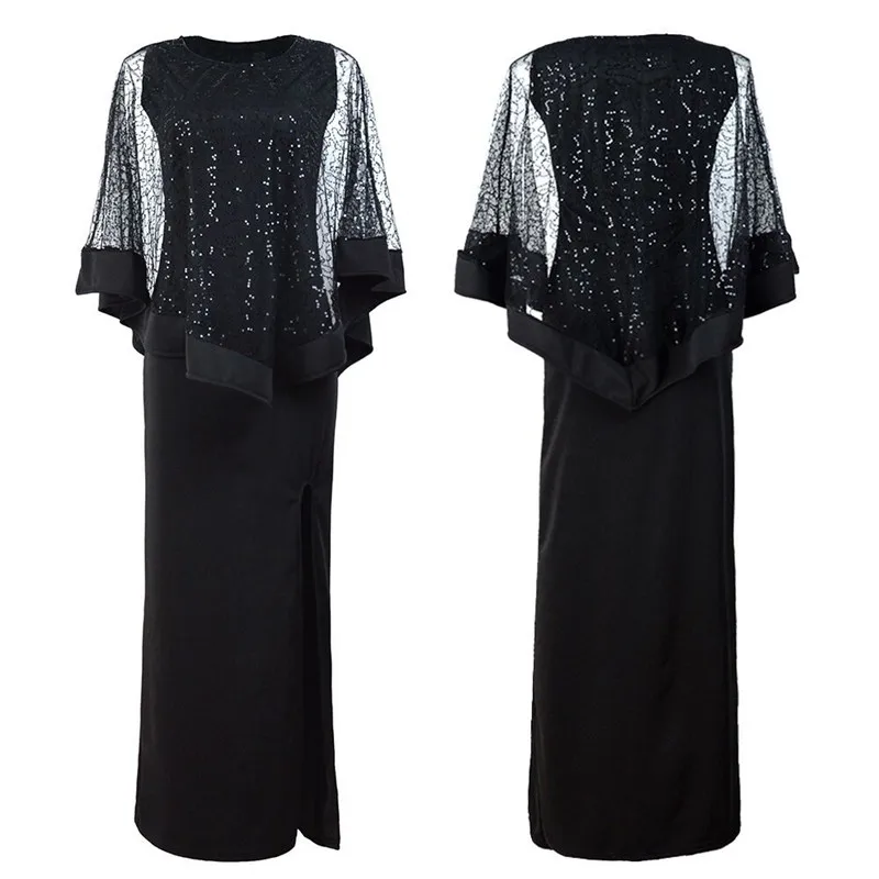 

2019 Women Summer Dress Sexy & Club Party Night Sequin Dresses Elegant Black Maxi Plus Size Dress
