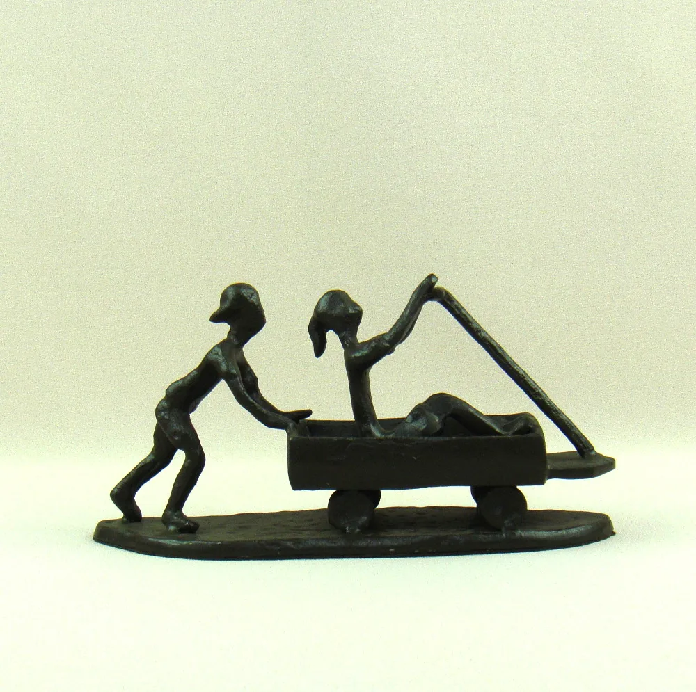 Старинная литейная чугунная тележка Детские миниатюры Детская металлическая