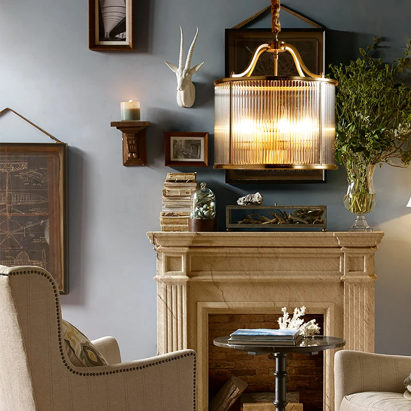 Гардеробная винтажная Золотая Латунная лампа Luz Медные подвесные светильники