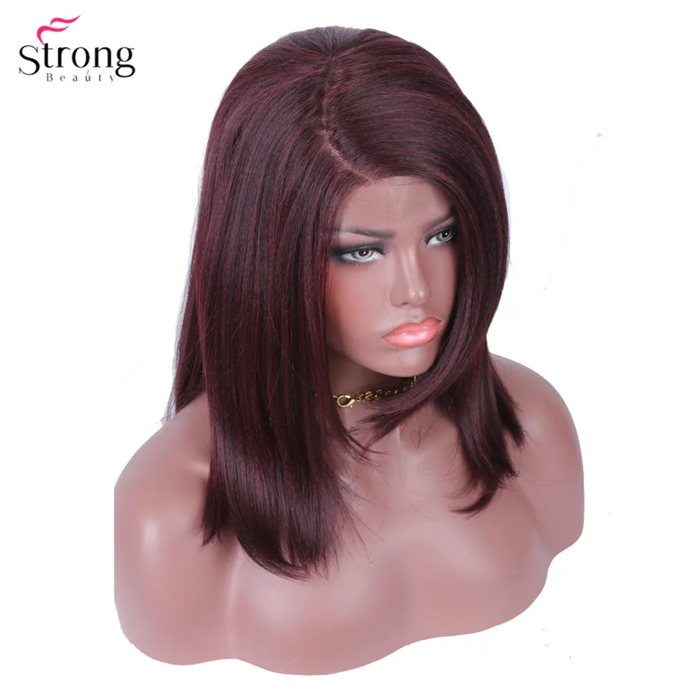 StrongBeauty синтетические парики на шнурках спереди для женщин черные длинные Yaki прямой многослойный парик в Африканском и американском стиле