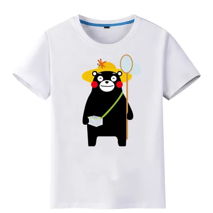 Kawaii Kumamon принт Для женщин топ милые с короткими рукавами футболка круглым вырезом