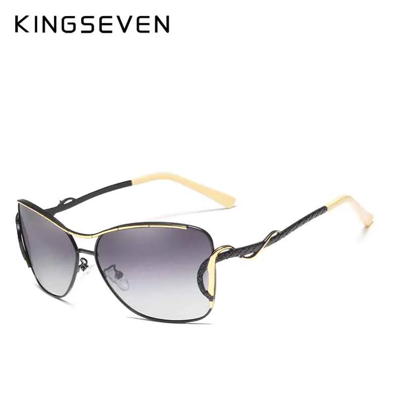 Black KINGSEVEN,, дизайнерские солнцезащитные очки для женщин, кошачий глаз, уникальная известность, брендовые дизайнерские солнцезащитные очки, очки для вождения, солнцезащитные очки - Цвет линз: Black