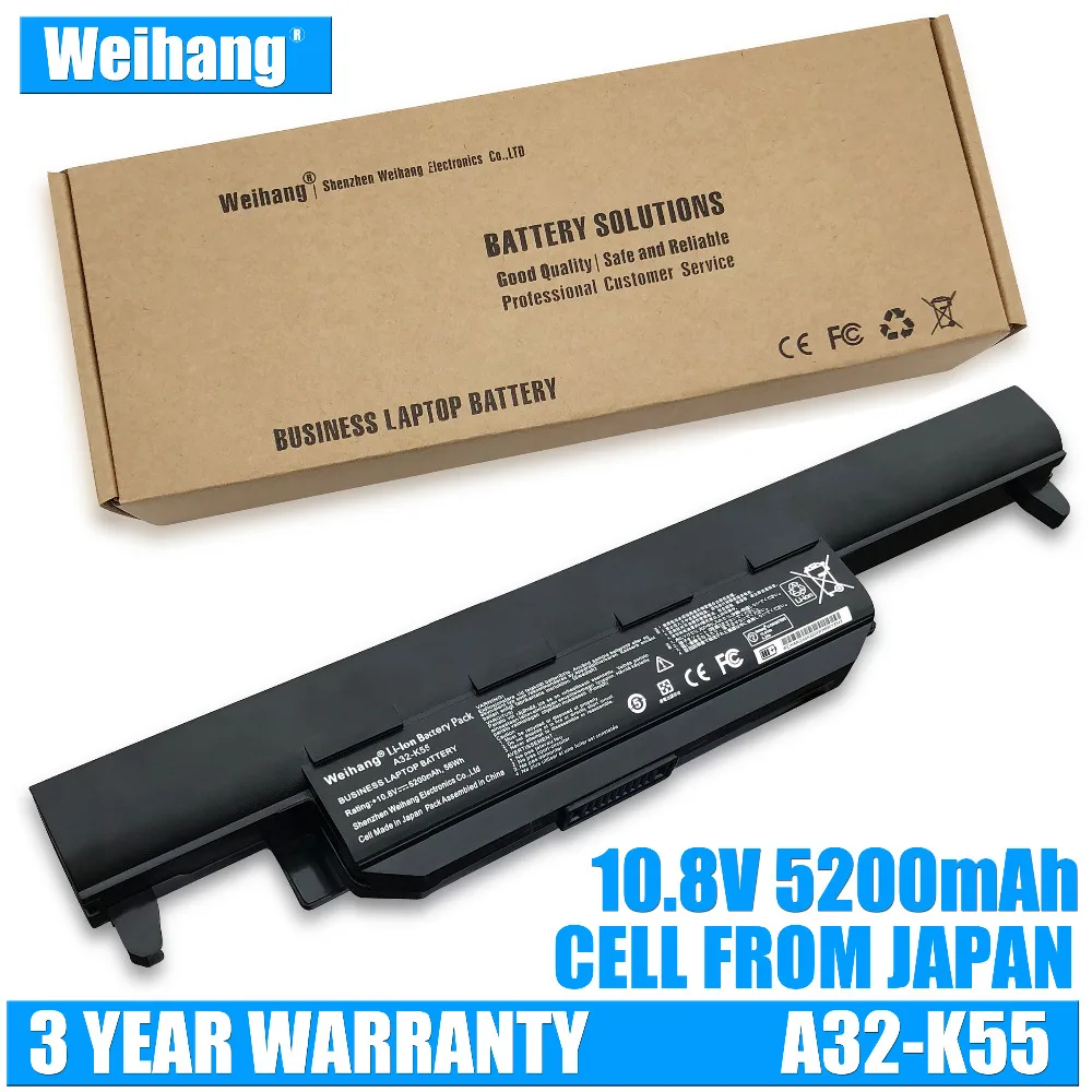 Аккумулятор Weihang 5200 мАч для ASUS X45 X45A X45C X45V X45U X55 X55A X55C X55U X55V X75 X75A X75VD U57 U57A U57V