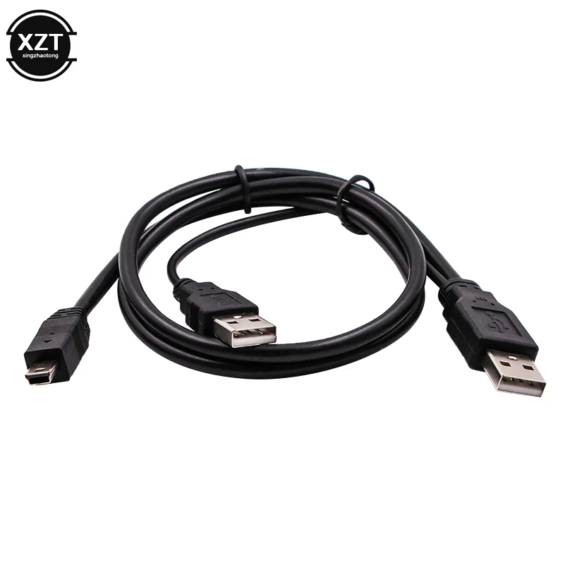 Высококачественный USB 2,0 двойной A Тип 2A штекер к мини 5-контактный штекер Y-образный кабель 0,7 м 70 см 2 фута для 2,5 дюймового мобильного жесткого диска HDD