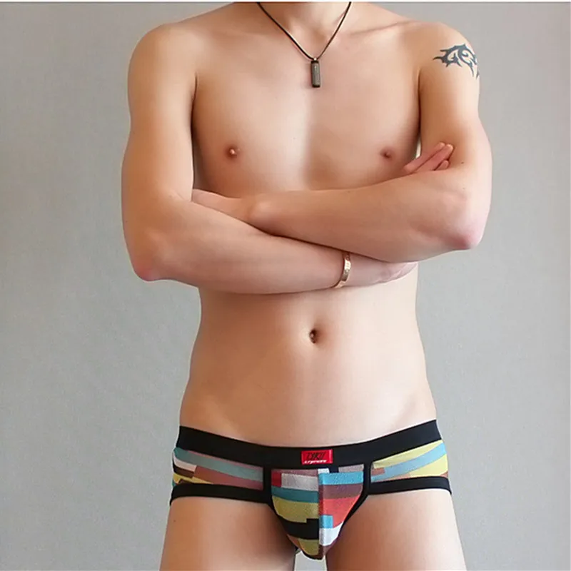 Мужское нижнее белье сексуальное мужские шорты печати сетки дышащие трусы