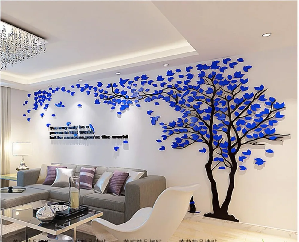 Creative 3 d tree acrylic wall stickers sitting room sofa TV setting of interior decoration | Дом и сад