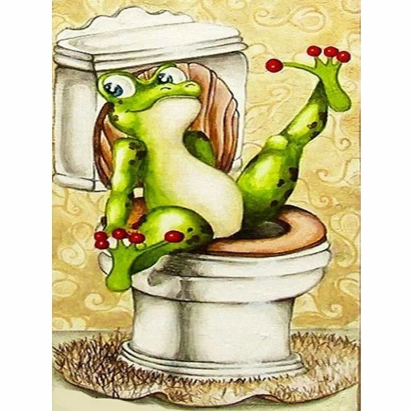 

Полностью квадратная/круглая дрель 5D DIY алмазная живопись лягушка туалет вышивка крестиком Мозаика домашний Декор Картина по номерам