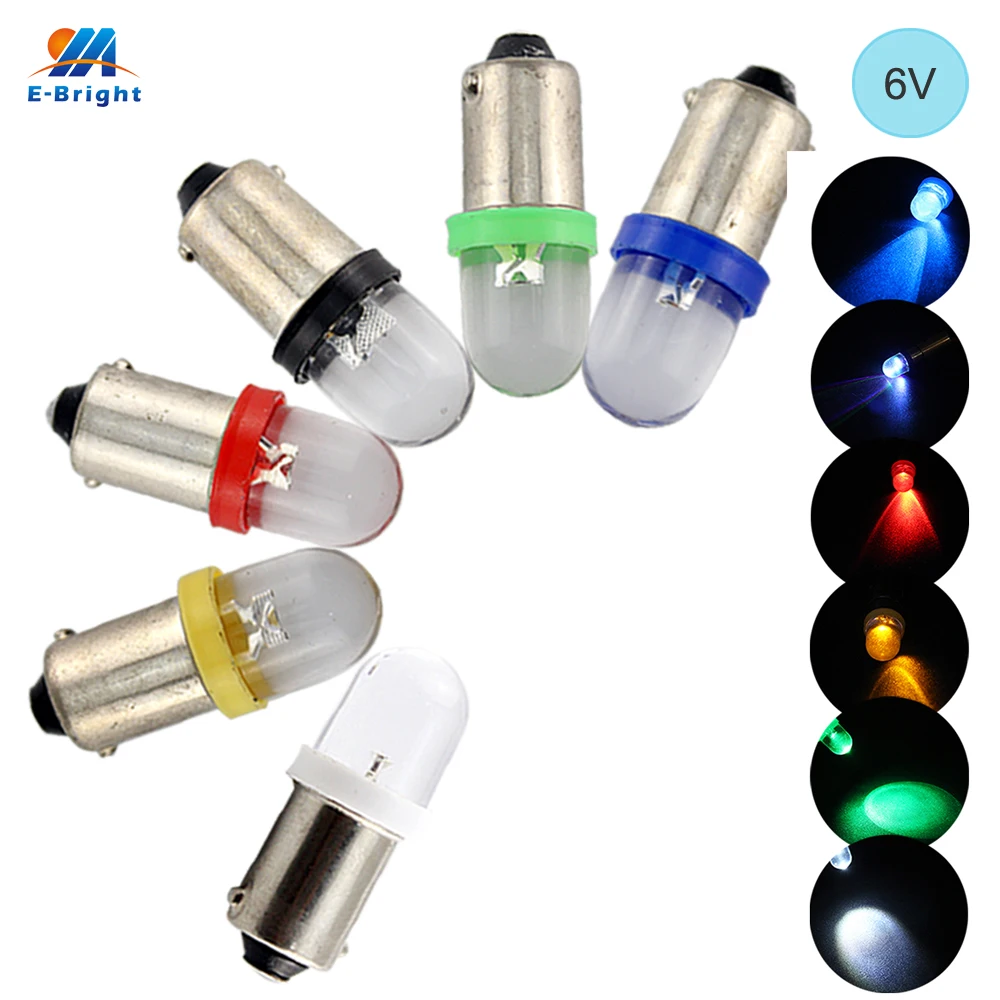 YM E-Bright 6 в 6,3 В постоянного тока 100 шт. BA9S T4W T11 светодиодный лампы выпуклая линза автомобильный Стайлинг Белый Синий Красный Янтарный зеленый инструмент