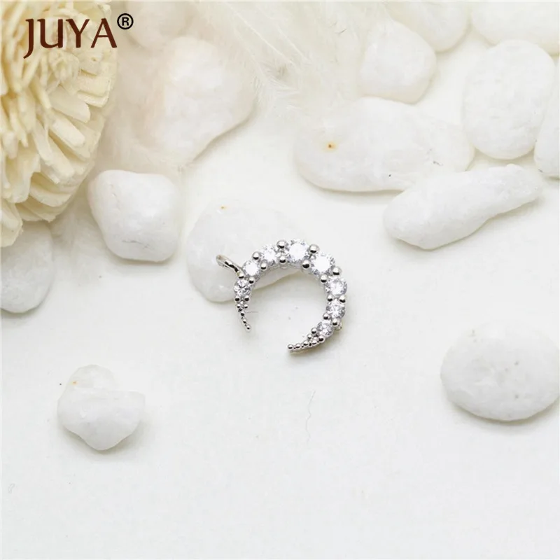 One piece Platinum Diy серьги аксессуары Золото Серебро Цвет Микро-инкрустированный Циркон Луна Шарм соединители изготовление браслета для ожерелья для ножного браслета компоненты - Окраска металла: One piece Platinum