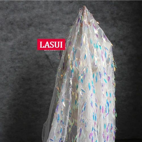 LASUI 1 ярд = лот 5 цветов красивое Сетчатое кружевное платье с бахромой и блестками