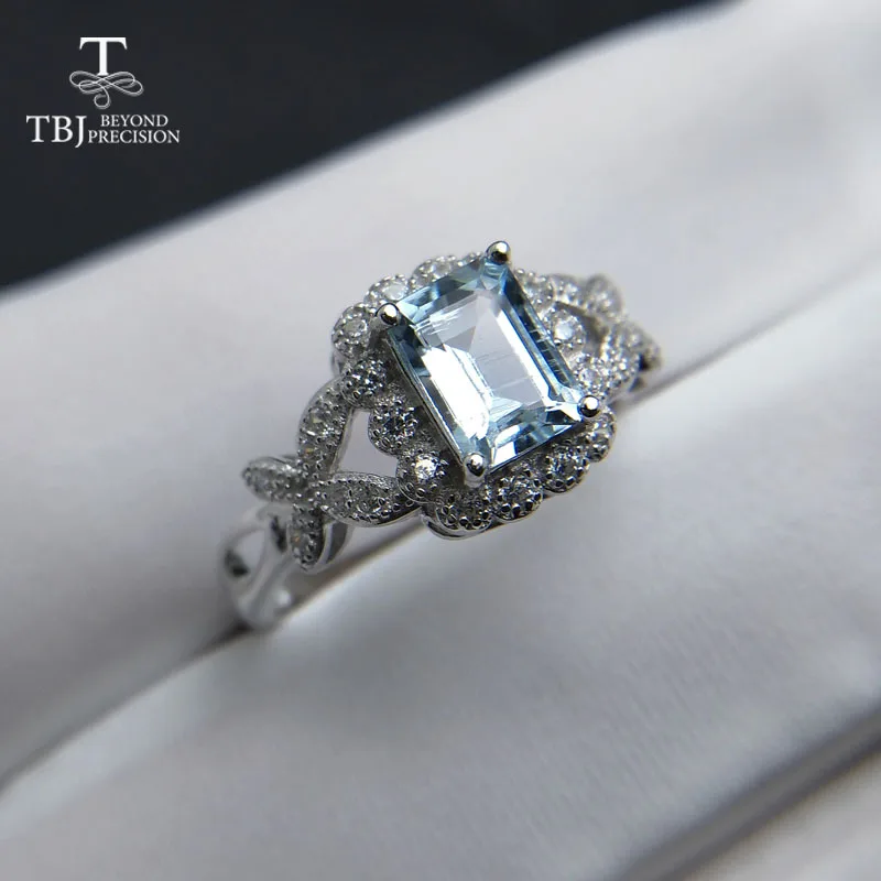 Женское кольцо с аквамарином TBJ Ювелирное Украшение из драгоценных камней