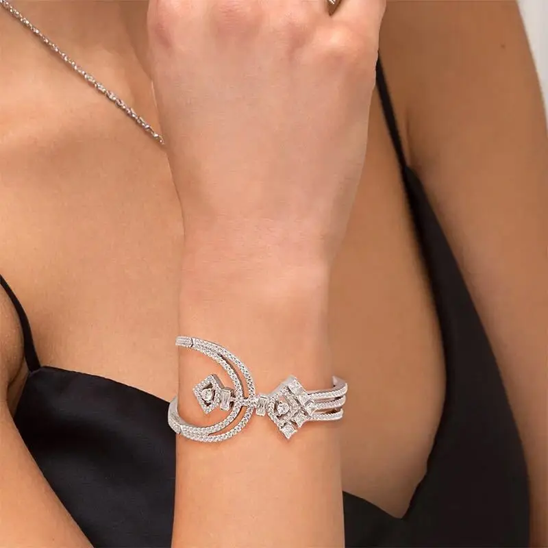 Новинка от SLJELY серебряный геометрический волшебный браслет с микрозакрепкой