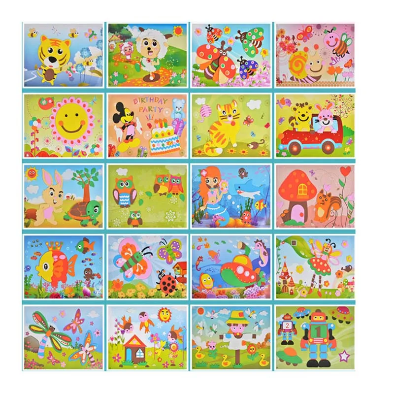 5-5Pcs 5 шт./компл. 3D EVA пены Стикеры игрушки головоломки DIY игрушки ручной работы с рисунками зверей из мультфильмов, образовательные Развивающие игрушки для Для детей Подарки - Цвет: 5-5Pcs