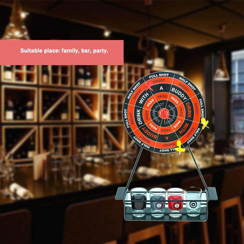 

Fun Party Drinking Game,Down in One Adult Drinking Game with Mini Dart Board and Shot Glasses for Bar Party Drinking Game