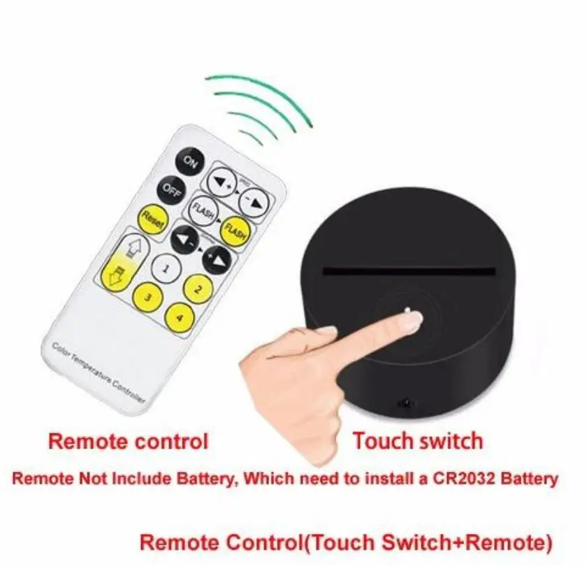 Touch and Remote Симпатичная собака-щенок 3D Оптическая иллюзия настольная лампа настроения Сенсорный пульт дистанционного управления 7 цветов домашний свет детский подарок Прямая поставка 3D1412 - Испускаемый цвет: Touch and Remote