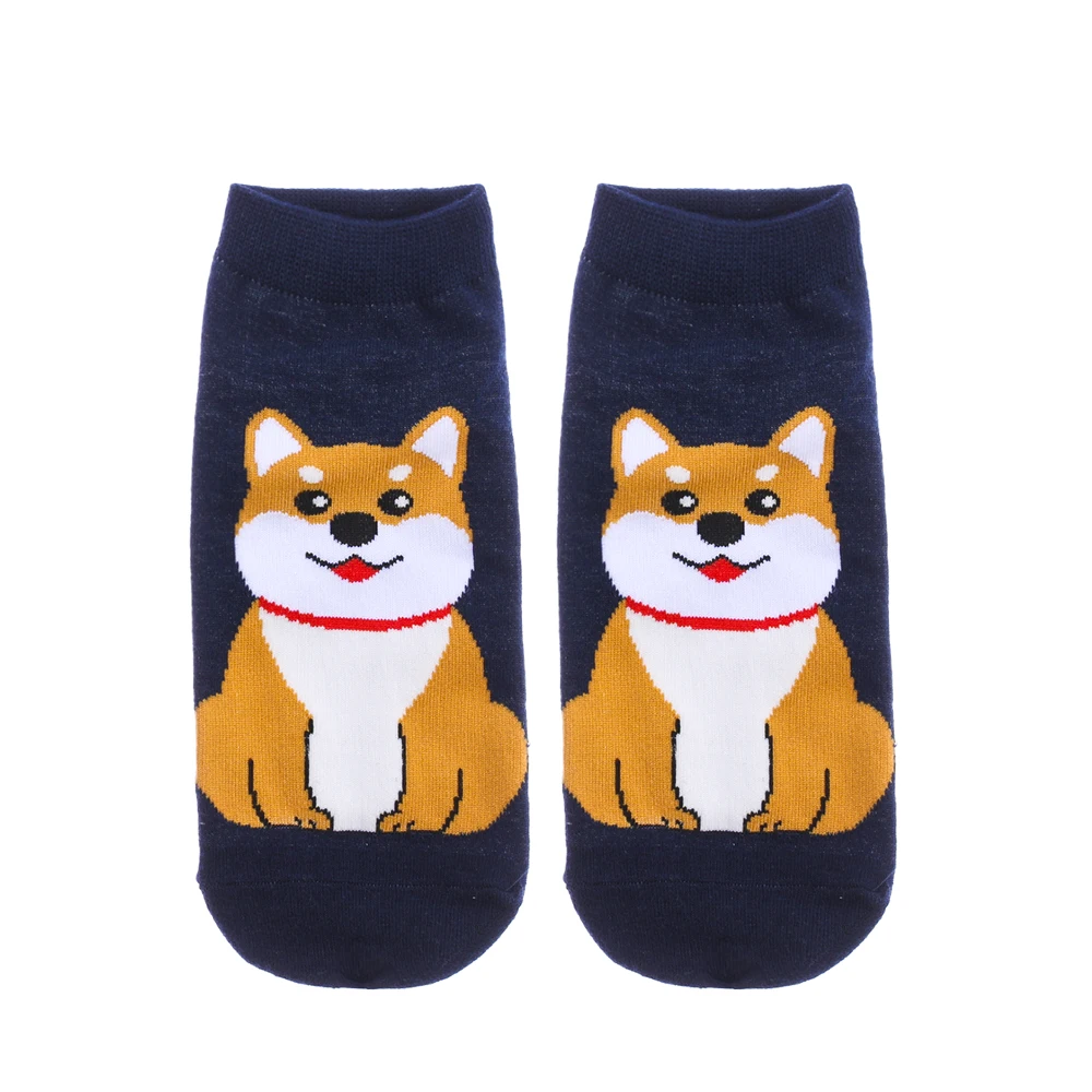 Kawaii/женские носки с героями мультфильмов; милые короткие носки из Шиба, быка, терьера; забавные Женские повседневные мужские короткие носки; счастливые хлопковые носки